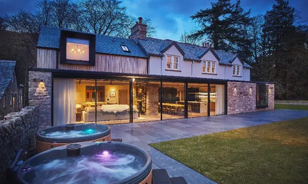 External Rear Evening Hot Tubs 1