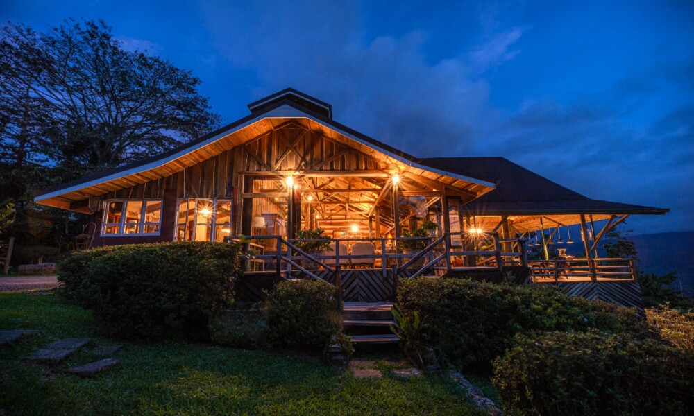 Ylang house exterior at night