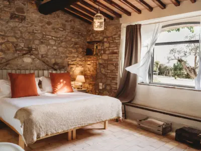 Bedroom with a garden view