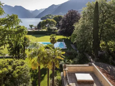 Villa Balbiano luxury property Lake Como Italy panoramic view Master suite terrace best service breakfast area exclusive clients marble swimming pool party space