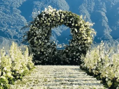 Villa Balbiano luxury property Lake Como Italy wedding ceremony arch decor decoration floral design best wedding planning service