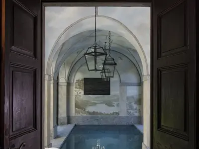 Villa Balbiano estate luxury property on lake Como guests can enjoy striking indoor swimming pool area accommodation best service